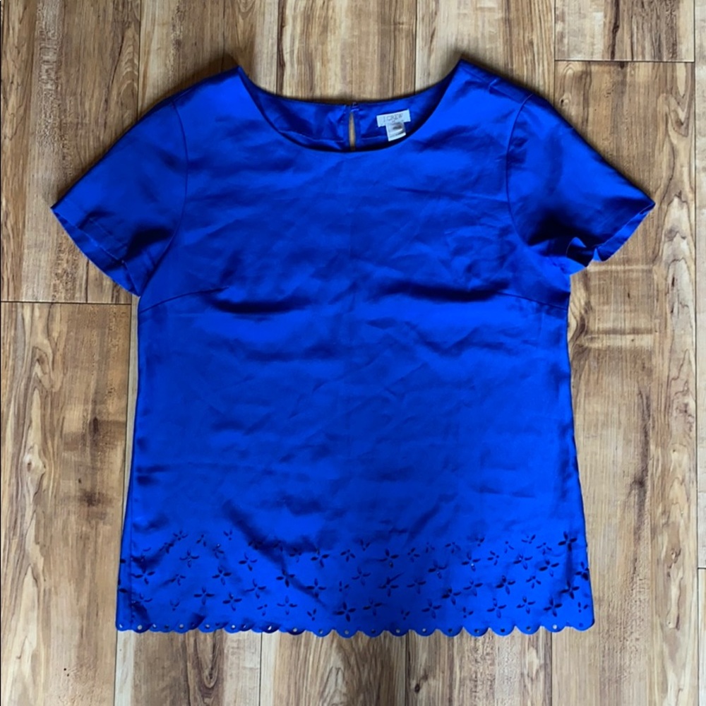 J. Crew laser cut scalloped blouse